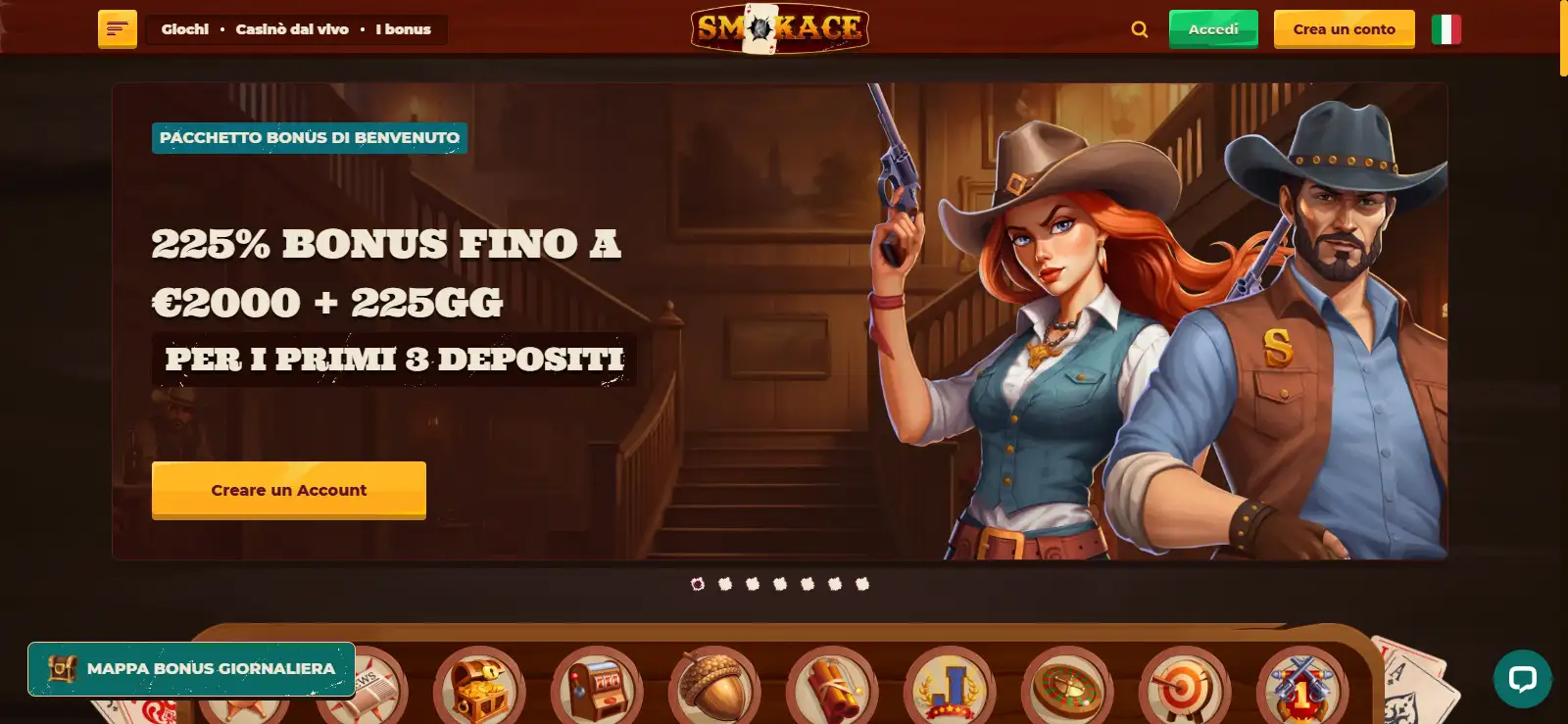 Schermata reale dell'homepage o dell'interfaccia Smokace